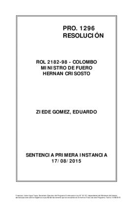 Sentencia caso Operación Colombo, Episodio Eduardo Ziede Gómez