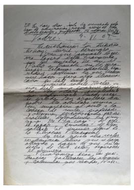 Carta de Miguel Enríquez Espinosa a su padre, Edgardo Enríquez Frödden