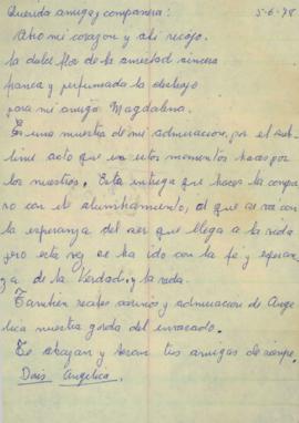 Carta de Doris Meniconi a Magdalena