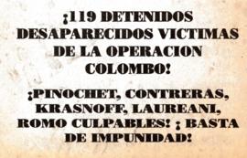 Panfleto ¡119 detenidos desaparecidos víctimas de la Operación Colombo!