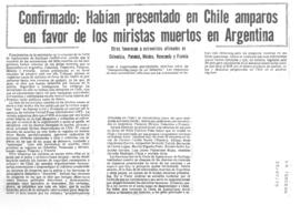 Confirmado: habían presentado en Chile amparos en favor de los miristas muertos en Argentina