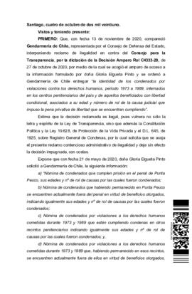 Fallo de la Corte de Apelaciones de Santiago que acoge la decisión de Gendarmería de hacer una en...